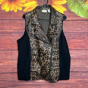 🎉ON SALE🎉⚡️Chico’s Vest Jacket Cheetah Jaguar Animal Print Black Tan